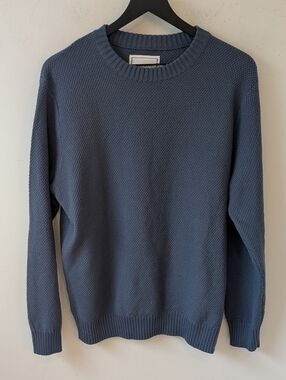 Long Wharf Men's Blue Cotton Blend Crewneck Sweater Medium
